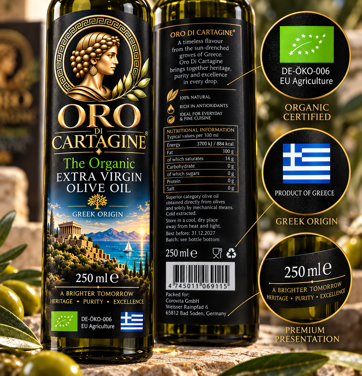 Oro Di Cartagine – The Organic Extra Virgin Olive Oil – 250 ml - Image 5